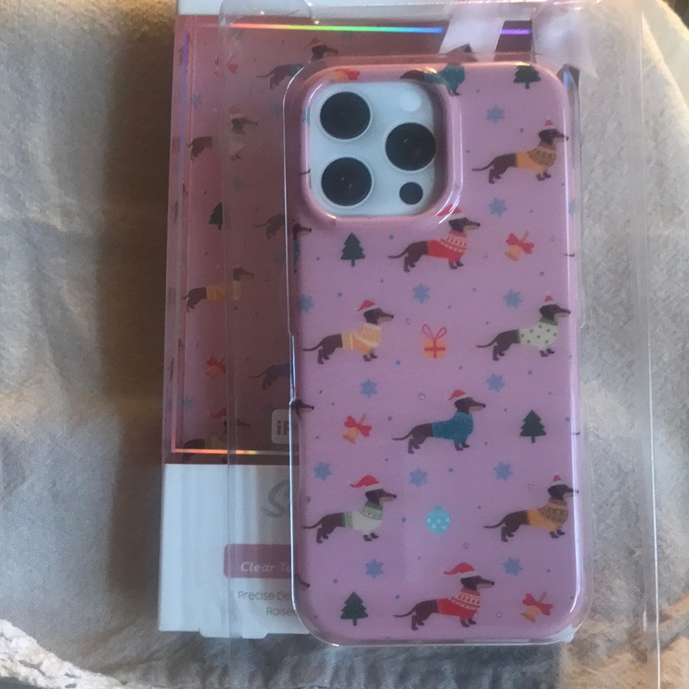 NIB * Pink Dachshund Holiday Pattern iPhone 16 Pro Max MagSafe Case